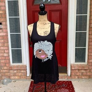 New Black ladies Racerback graphic tee.